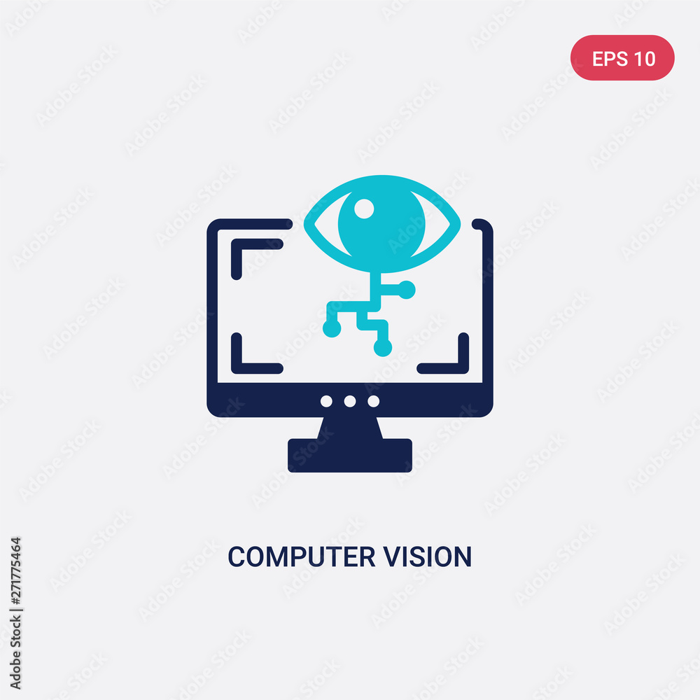 Poster two color computer vision vector icon from general-1 concept. isolated blue computer vision vector s