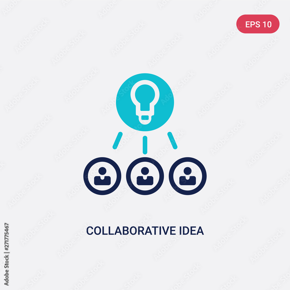 Poster two color collaborative idea vector icon from general-1 concept. isolated blue collaborative idea ve