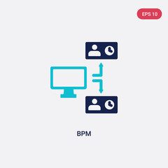 two color bpm vector icon from general-1 concept. isolated blue bpm vector sign symbol can be use for web, mobile and logo. eps 10