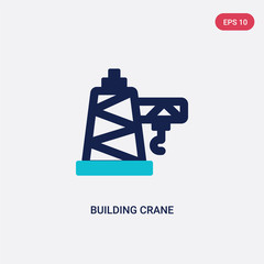 two color building crane vector icon from general-1 concept. isolated blue building crane vector sign symbol can be use for web, mobile and logo. eps 10