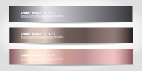 Obraz premium Vector banners with abstract silver, bronze, rose gold pink background. Shiny Metallic vector
