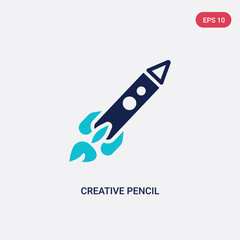 two color creative pencil rocket vector icon from general-1 concept. isolated blue creative pencil rocket vector sign symbol can be use for web, mobile and logo. eps 10