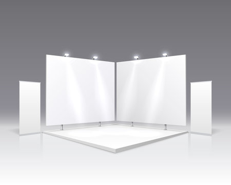 Scene show Podium for presentations on the gray background.