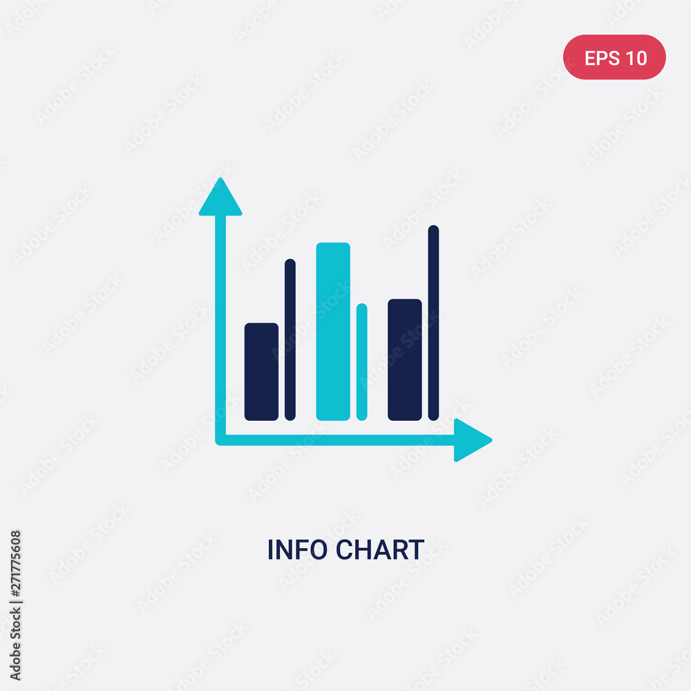 Poster two color info chart vector icon from general-1 concept. isolated blue info chart vector sign symbol