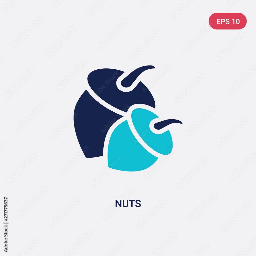 Poster two color nuts vector icon from general concept. isolated blue nuts vector sign symbol can be use fo