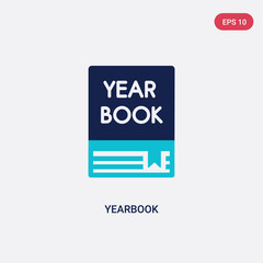 two color yearbook vector icon from general concept. isolated blue yearbook vector sign symbol can be use for web, mobile and logo. eps 10