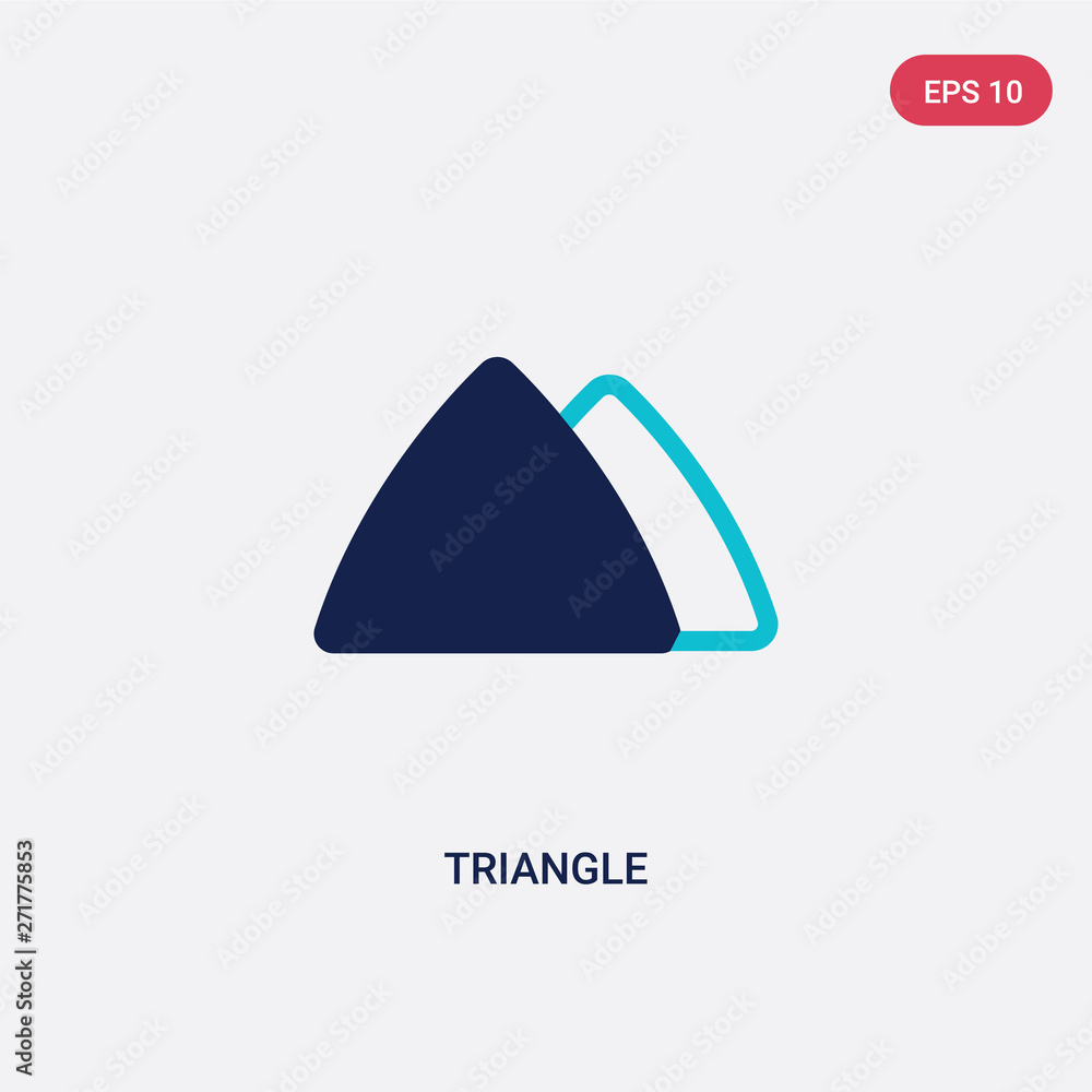 Poster two color triangle vector icon from geometric figure concept. isolated blue triangle vector sign sym