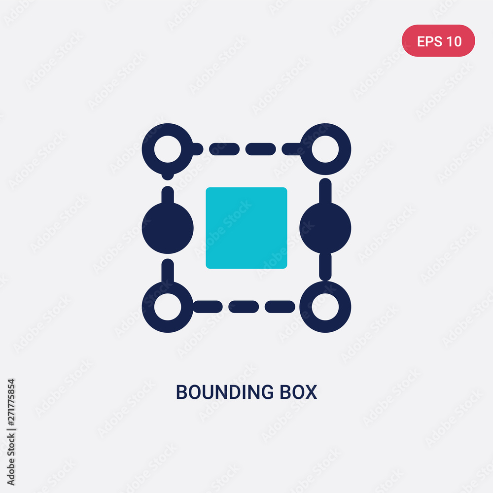 Poster two color bounding box vector icon from geometric figure concept. isolated blue bounding box vector 