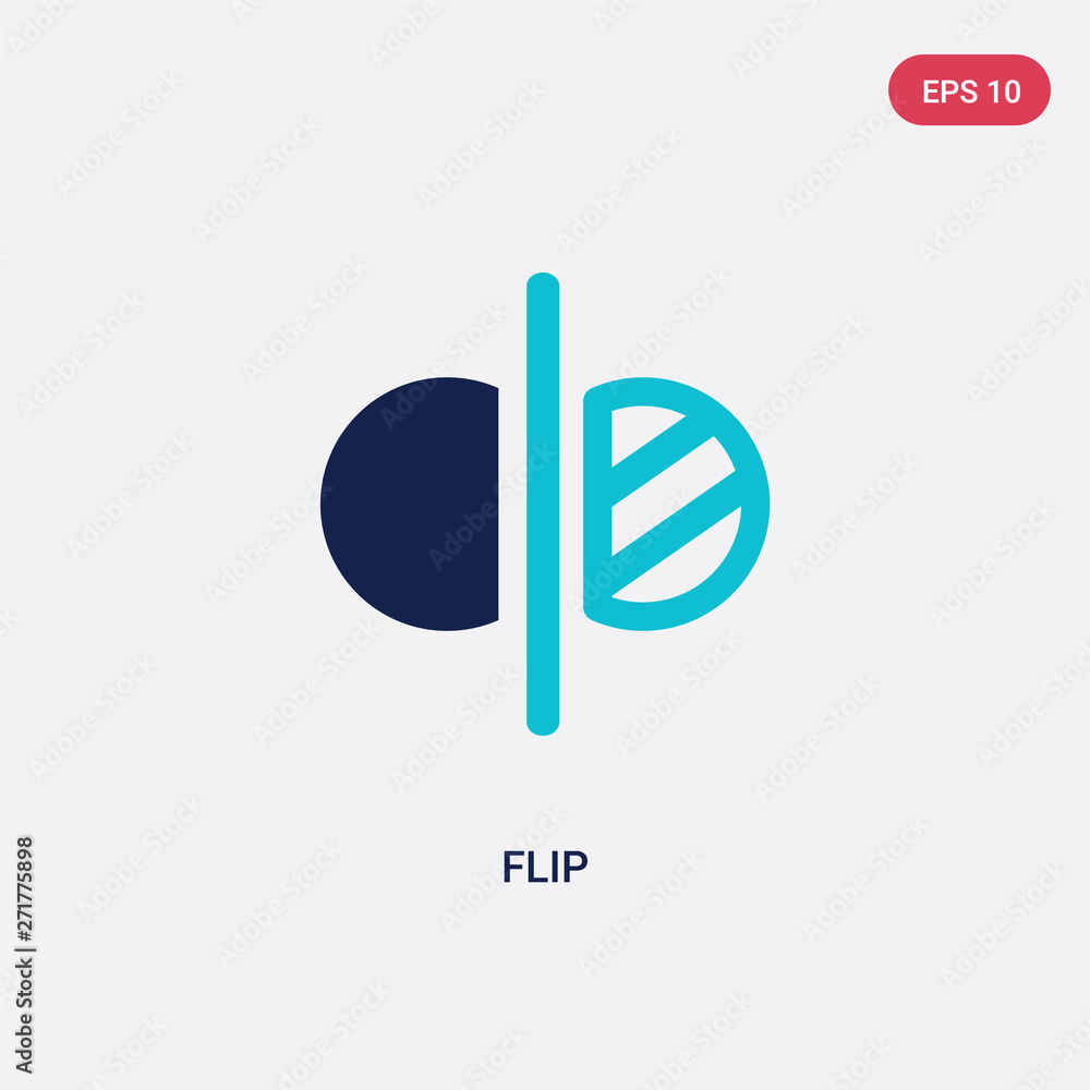 Poster two color flip vector icon from geometric figure concept. isolated blue flip vector sign symbol can 