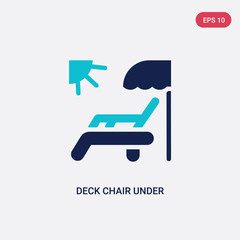 Obraz premium two color deck chair under the sun vector icon from general concept. isolated blue deck chair under the sun vector sign symbol can be use for web, mobile and logo. eps 10