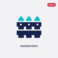 two color wooden fence vector icon from general concept. isolated blue wooden fence vector sign symbol can be use for web, mobile and logo. eps 10