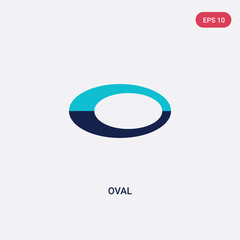 two color oval vector icon from geometric figure concept. isolated blue oval vector sign symbol can be use for web, mobile and logo. eps 10