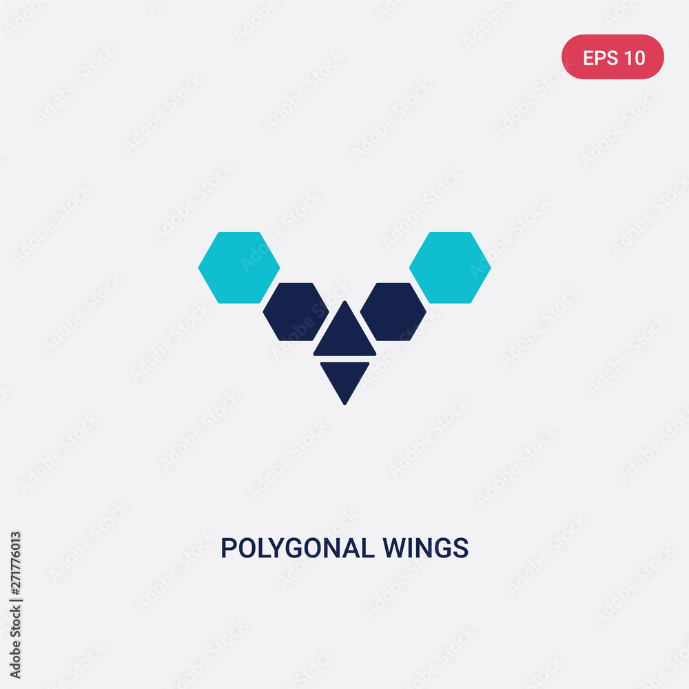 Poster two color polygonal wings vector icon from geometry concept. isolated blue polygonal wings vector si