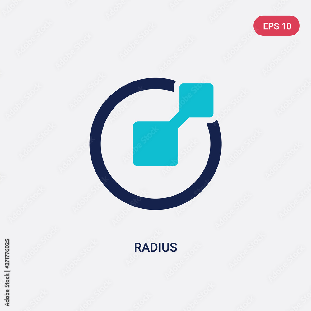 Aufkleber two color radius vector icon from geometry concept. isolated blue radius vector sign symbol can be u