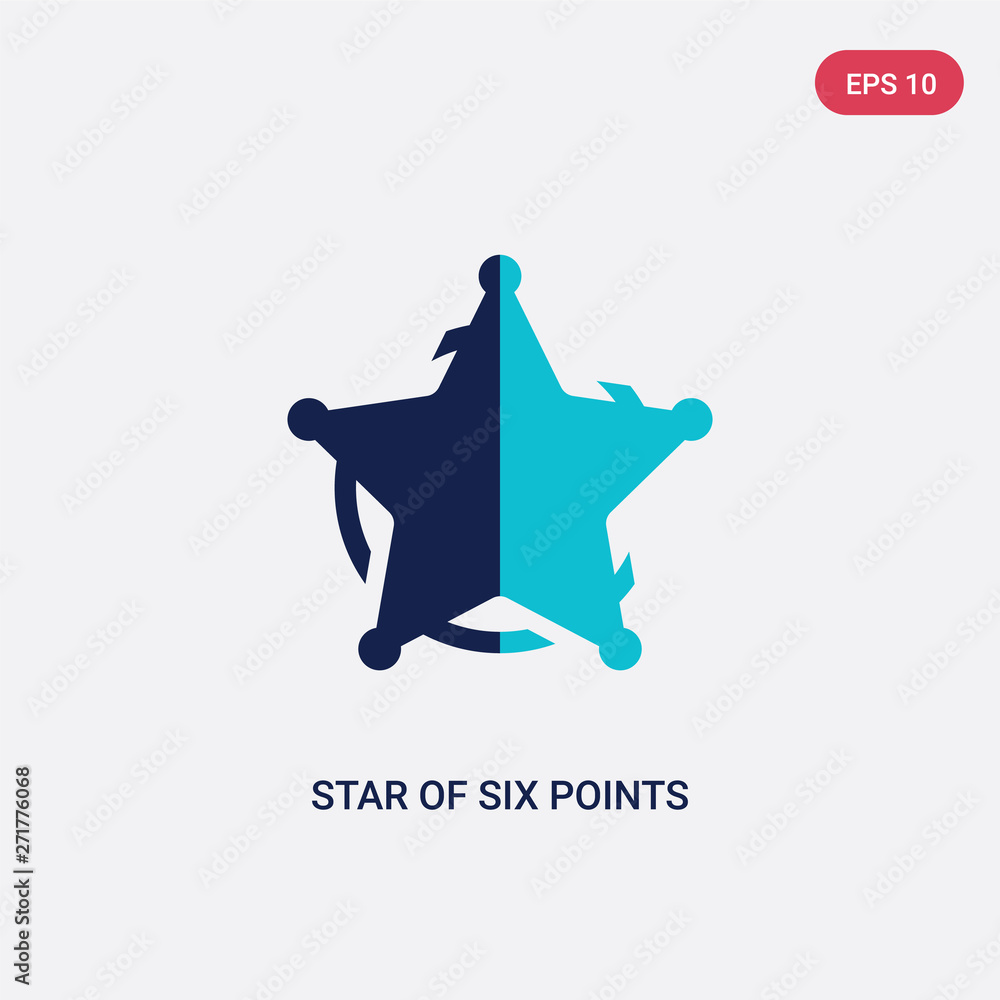Aufkleber two color star of six points vector icon from geometry concept. isolated blue star of six points vec