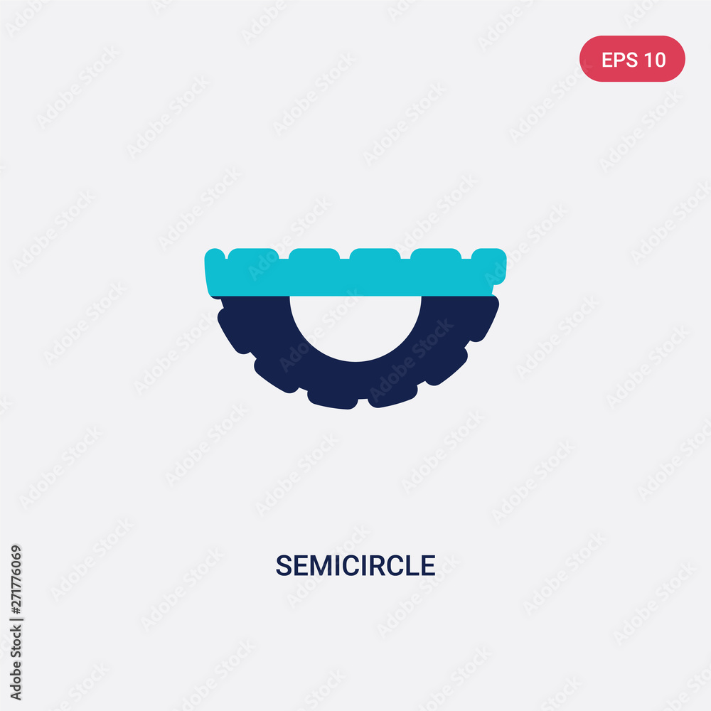 Poster two color semicircle vector icon from geometry concept. isolated blue semicircle vector sign symbol 