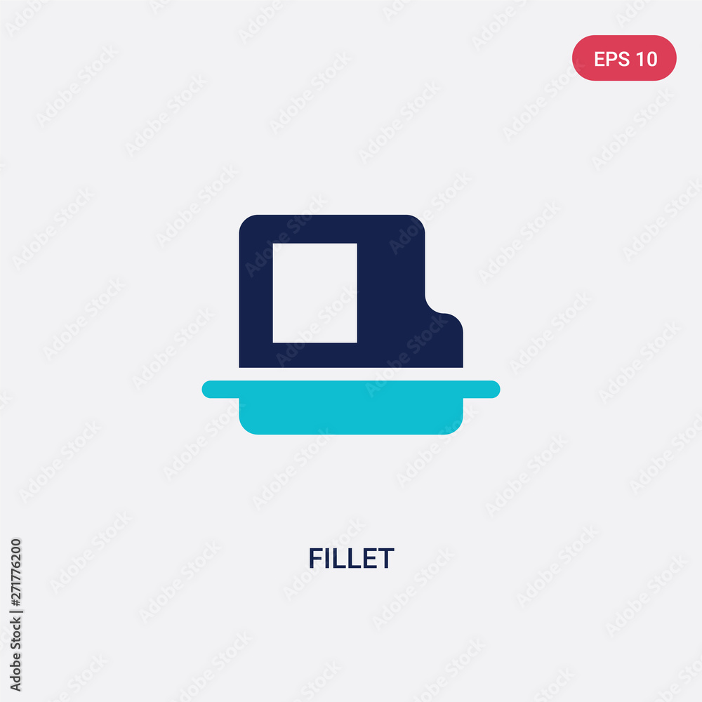 Poster two color fillet vector icon from geometry concept. isolated blue fillet vector sign symbol can be u
