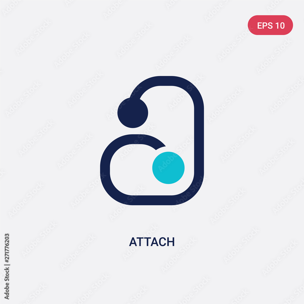 Poster two color attach vector icon from geometry concept. isolated blue attach vector sign symbol can be u