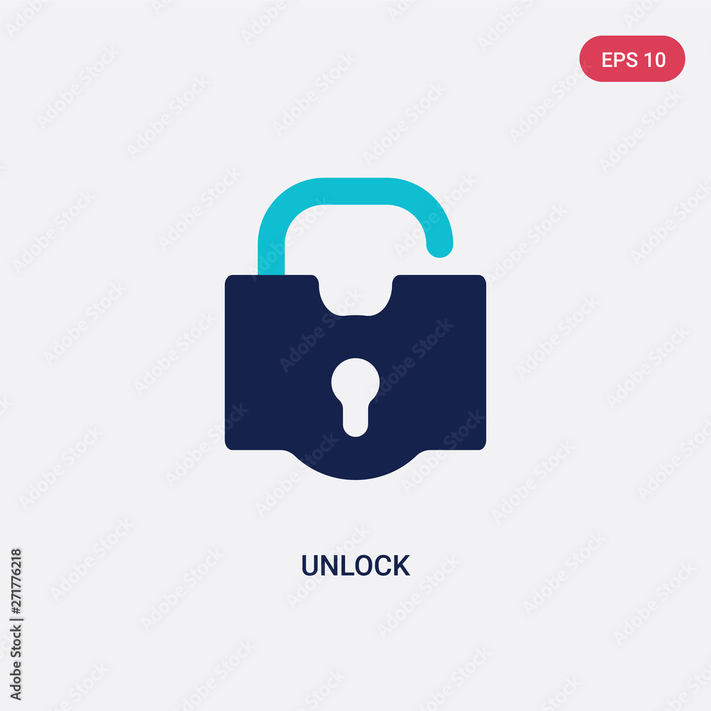 Poster two color unlock vector icon from geometry concept. isolated blue unlock vector sign symbol can be u