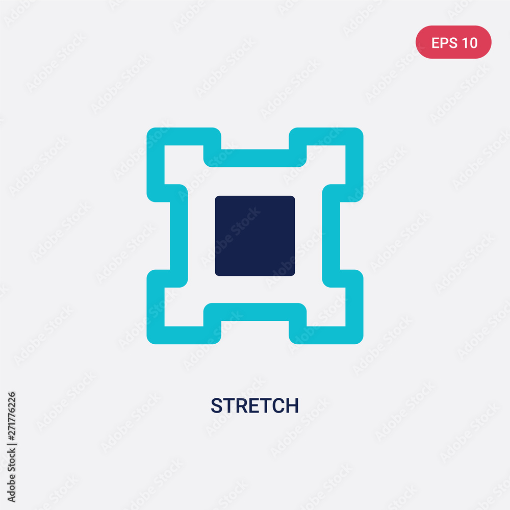 Poster two color stretch vector icon from geometry concept. isolated blue stretch vector sign symbol can be