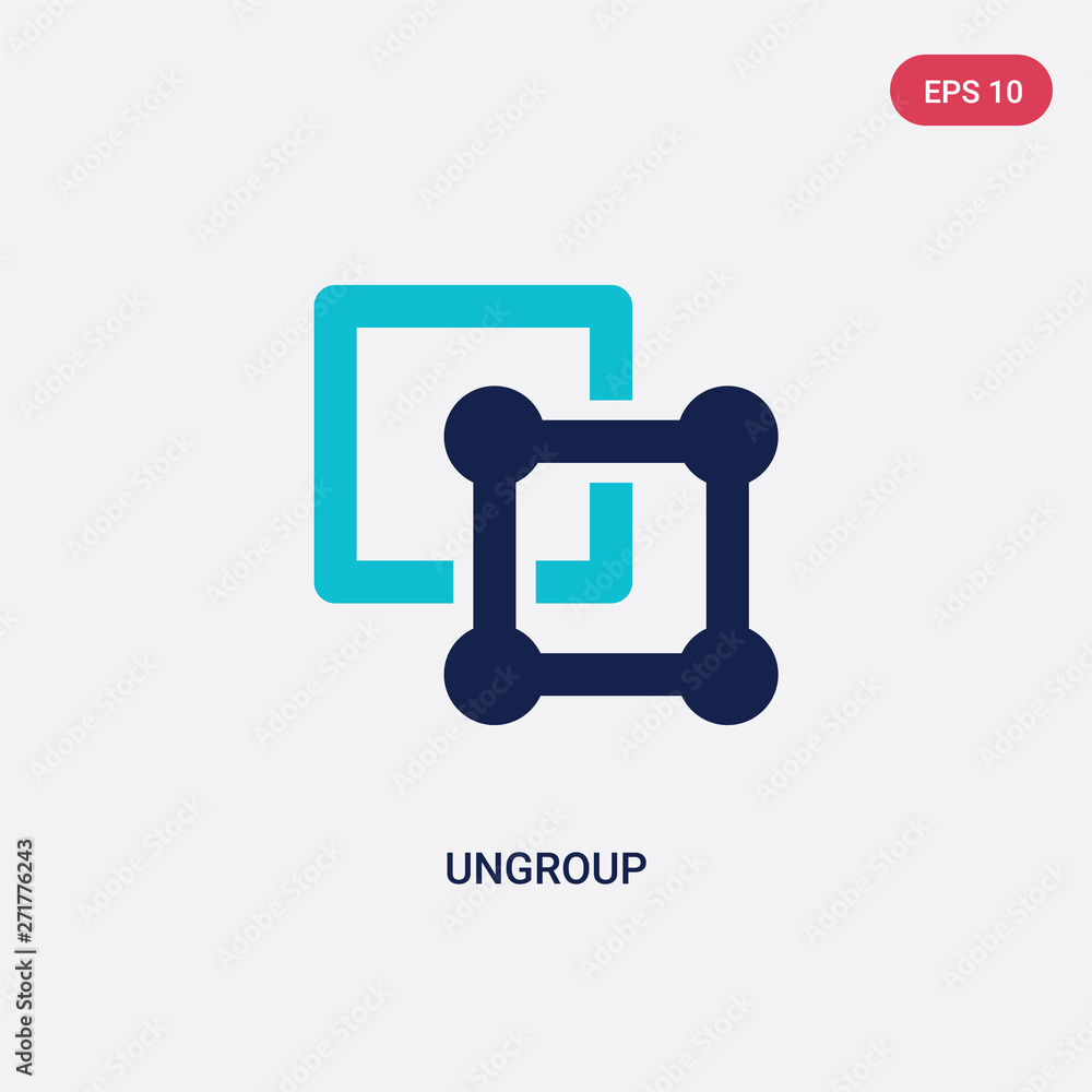 Poster two color ungroup vector icon from geometry concept. isolated blue ungroup vector sign symbol can be