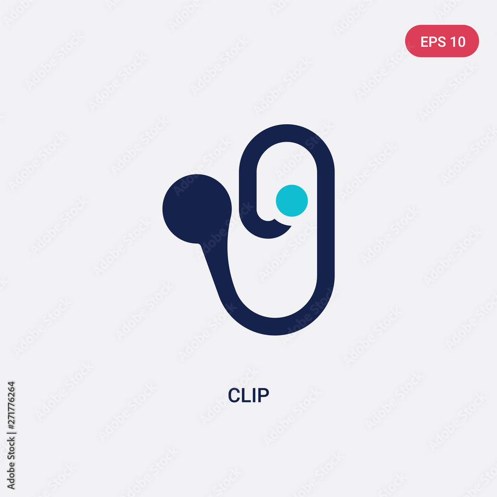 Poster two color clip vector icon from geometry concept. isolated blue clip vector sign symbol can be use f