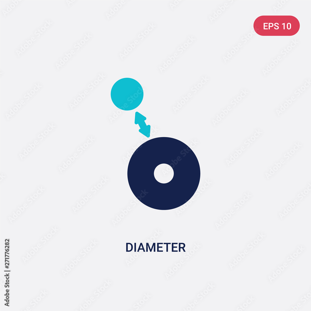 Poster two color diameter vector icon from geometry concept. isolated blue diameter vector sign symbol can 