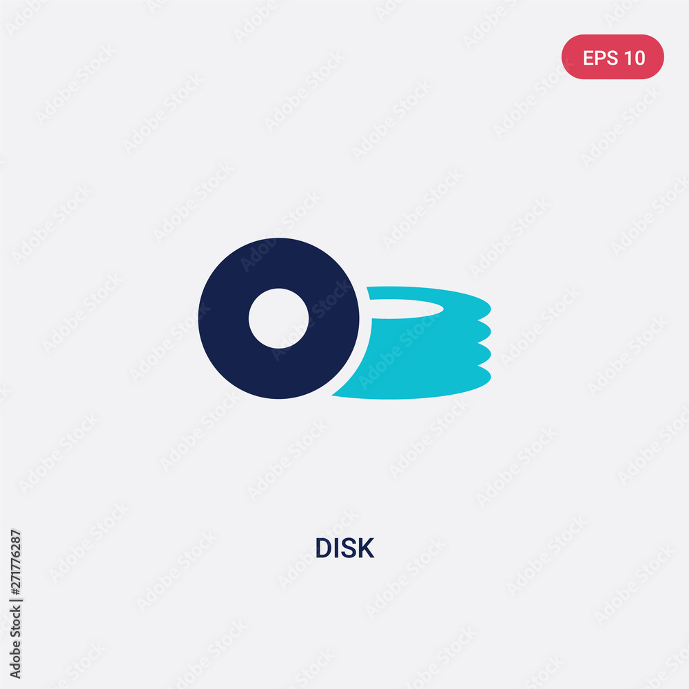 Poster two color disk vector icon from geometry concept. isolated blue disk vector sign symbol can be use f