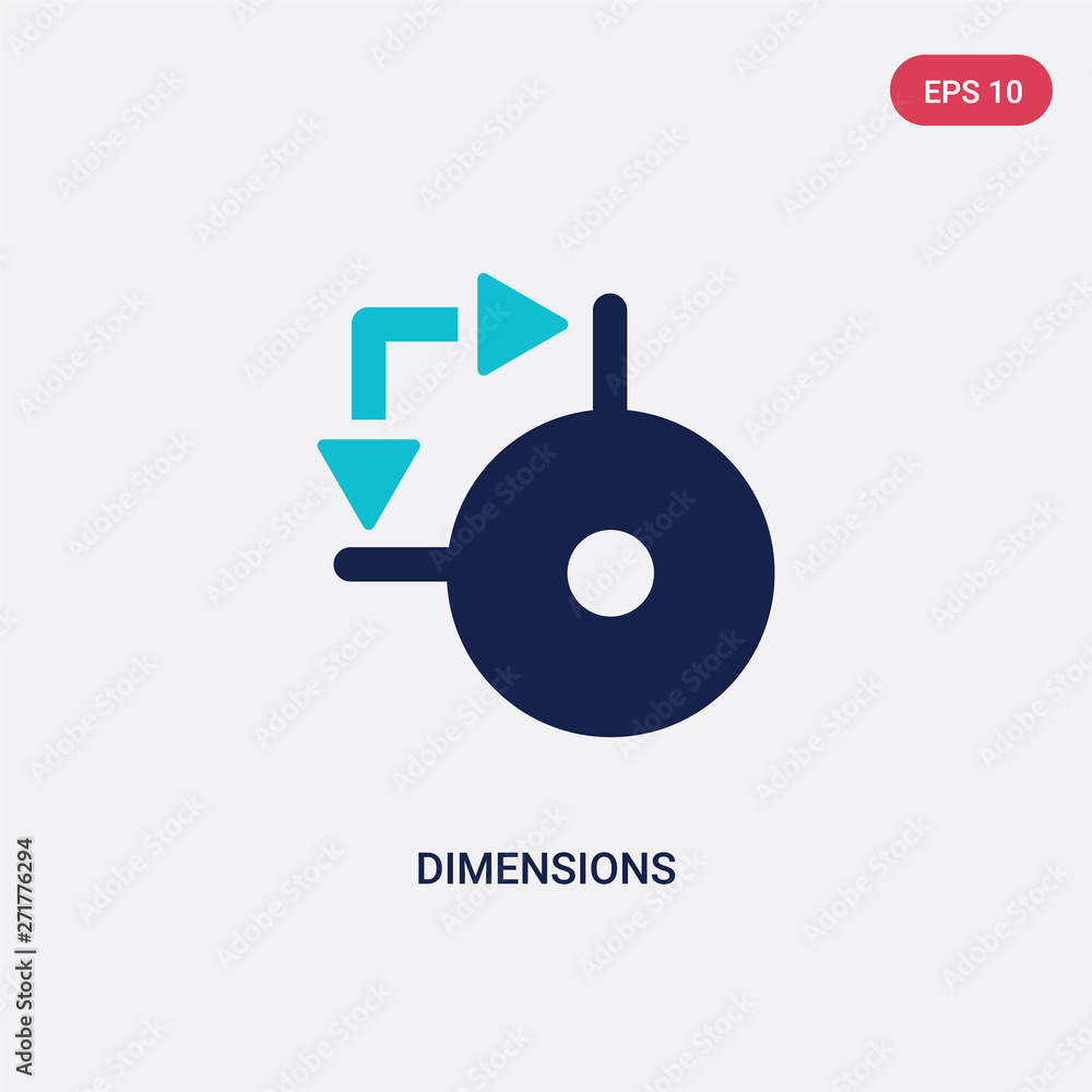 Poster two color dimensions vector icon from geometry concept. isolated blue dimensions vector sign symbol 
