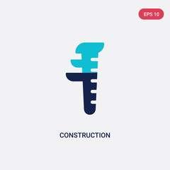 two color construction vector icon from geometry concept. isolated blue construction vector sign symbol can be use for web, mobile and logo. eps 10