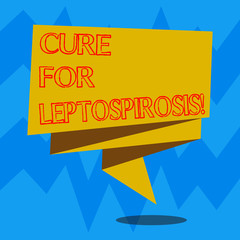 Text sign showing Cure For Leptospirosis. Conceptual photo Treating the contagious disease by taking antibiotics Folded 3D Ribbon Strip Solid Color Blank Sash photo for Celebration