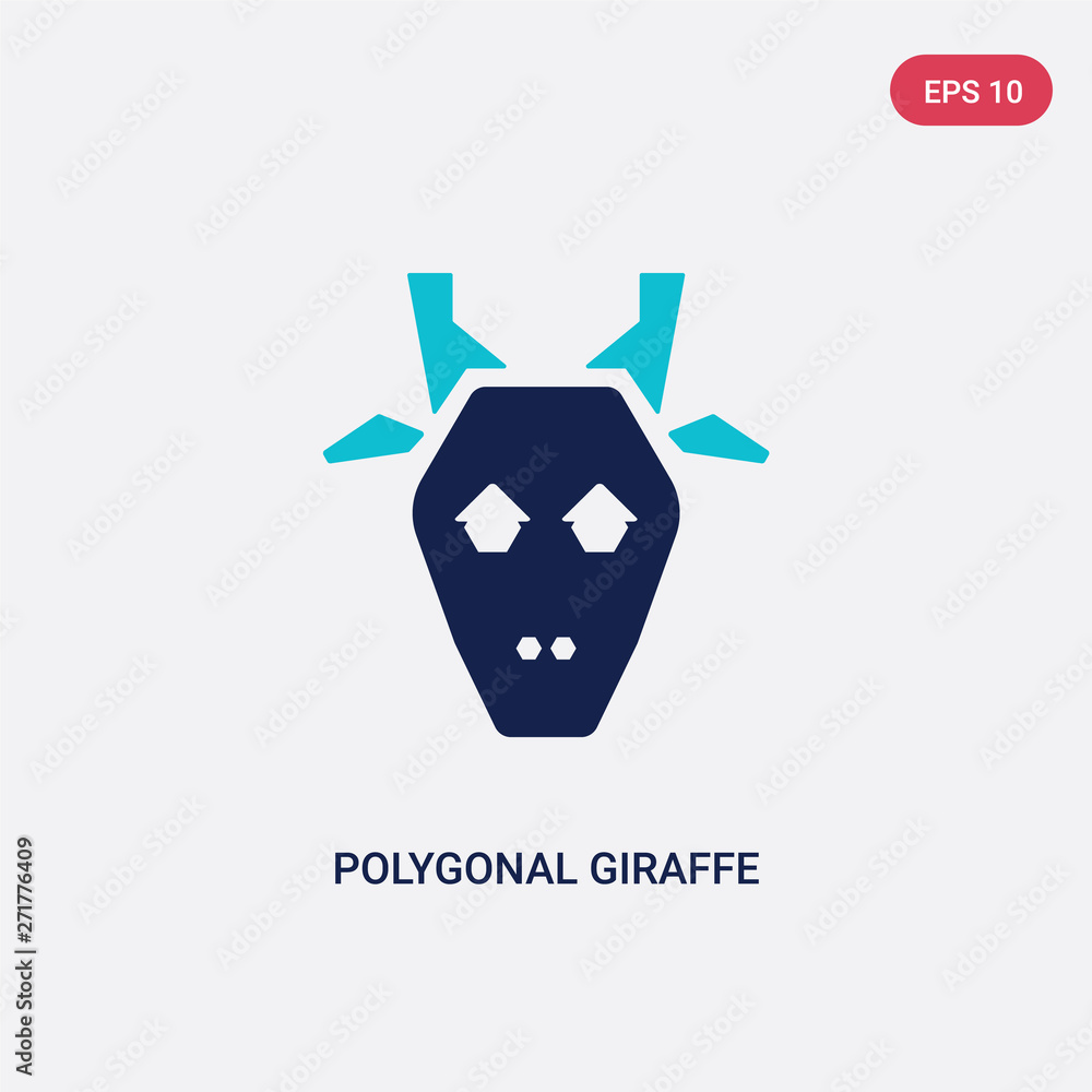 Poster two color polygonal giraffe vector icon from geometry concept. isolated blue polygonal giraffe vecto