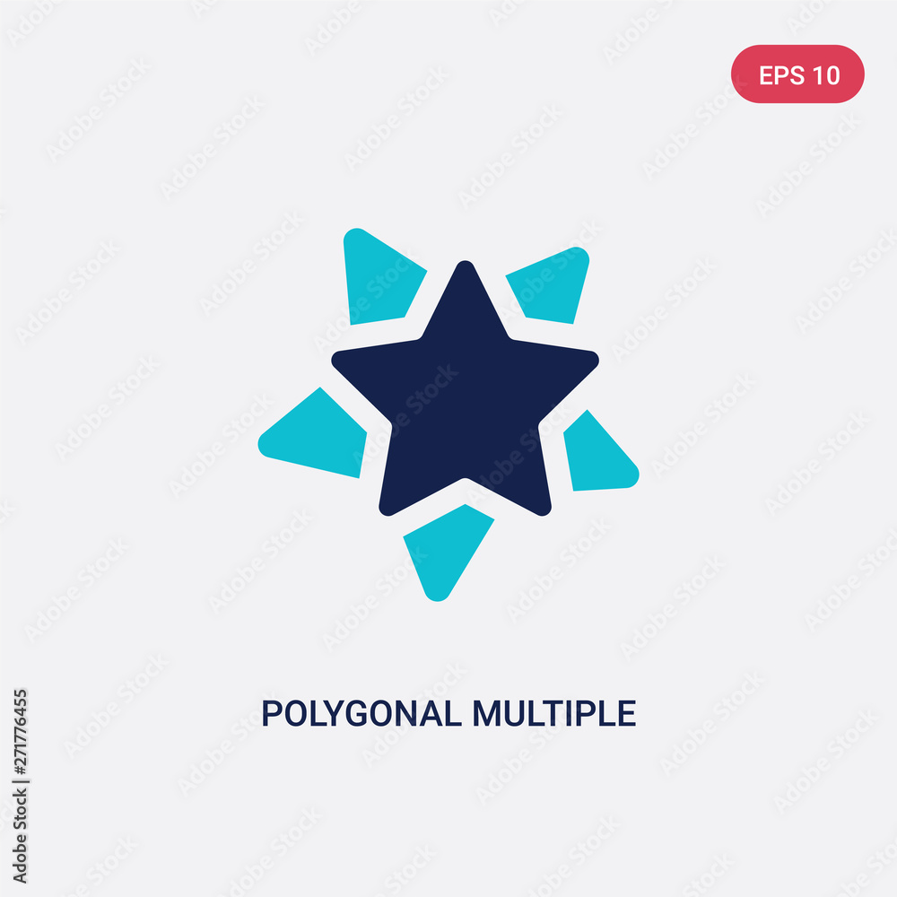 Poster two color polygonal multiple stars vector icon from geometry concept. isolated blue polygonal multip