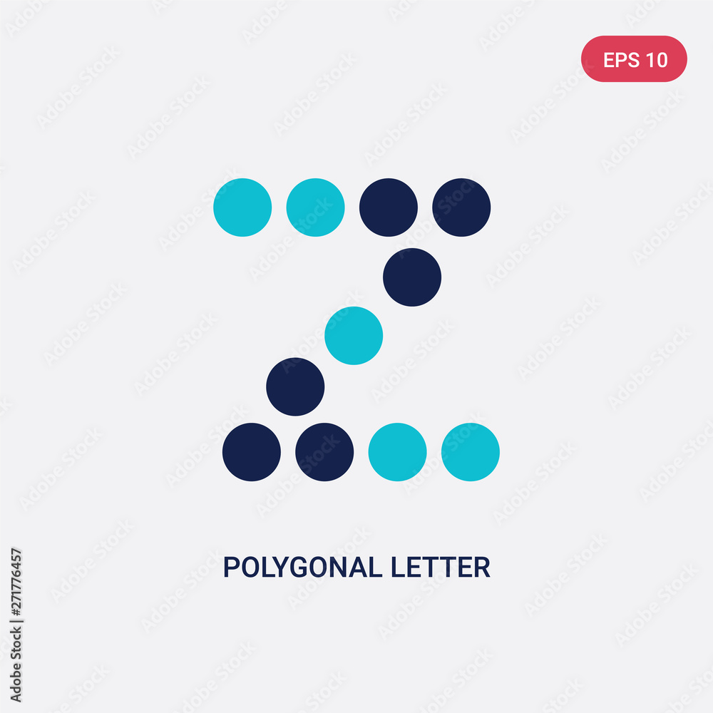 Poster two color polygonal letter z of small triangles vector icon from geometry concept. isolated blue pol