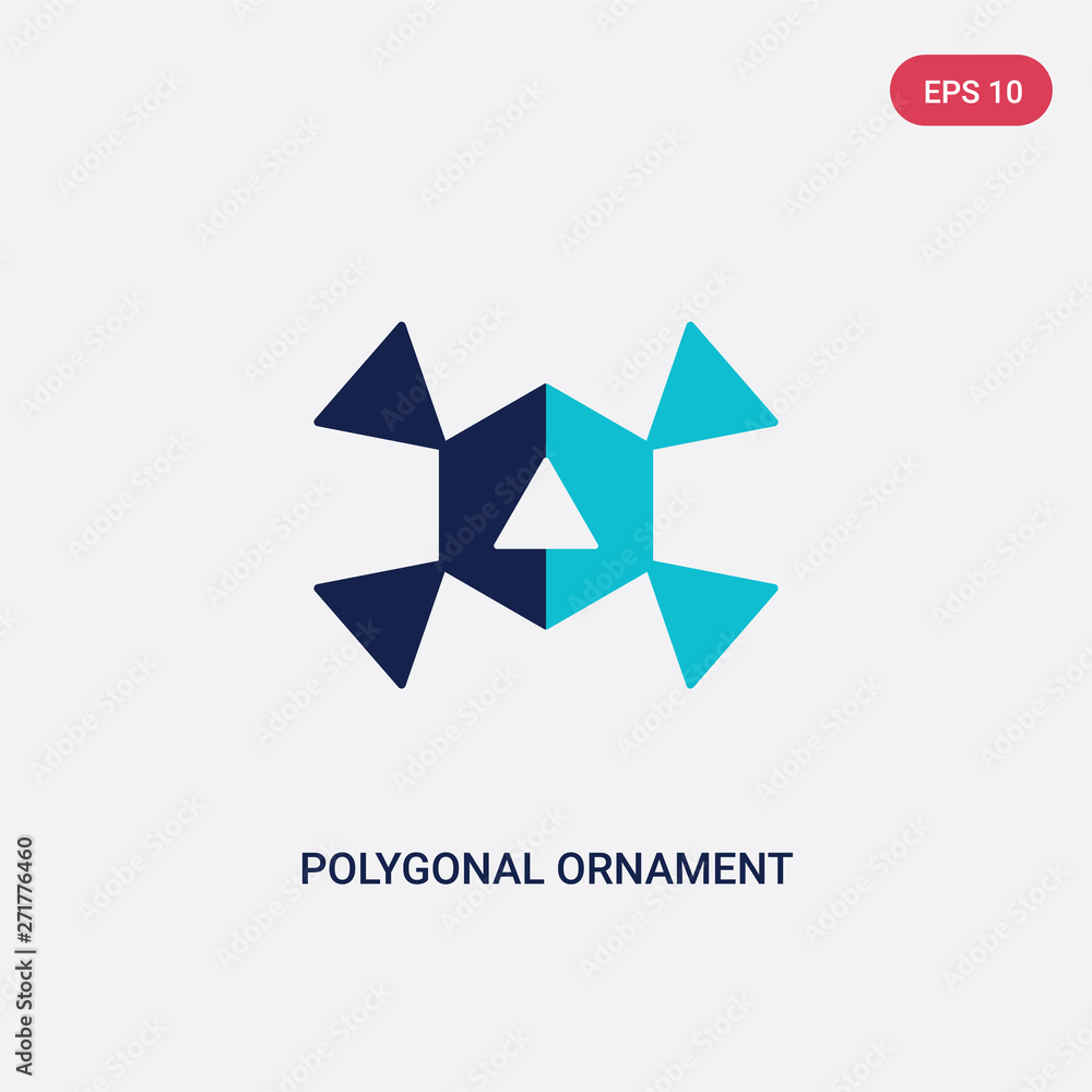 Poster two color polygonal ornament of hexagons and triangles vector icon from geometry concept. isolated b