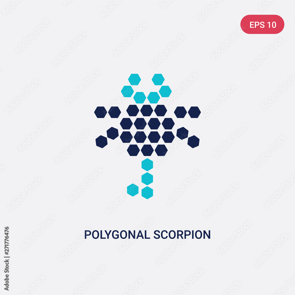 Poster two color polygonal scorpion vector icon from geometry concept. isolated blue polygonal scorpion vec