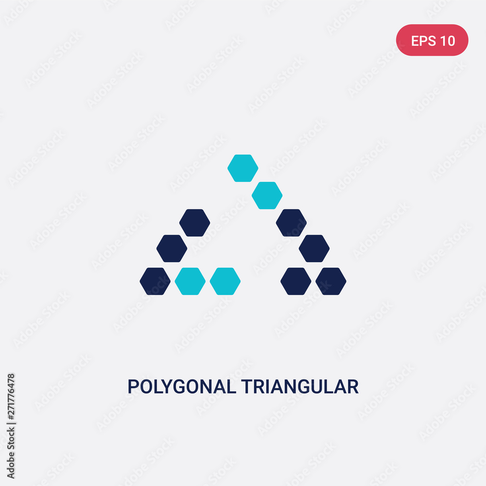 Poster two color polygonal triangular recycle vector icon from geometry concept. isolated blue polygonal tr