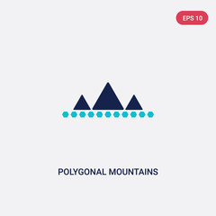 two color polygonal mountains vector icon from geometry concept. isolated blue polygonal mountains vector sign symbol can be use for web, mobile and logo. eps 10