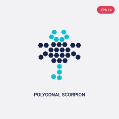 two color polygonal scorpion vector icon from geometry concept. isolated blue polygonal scorpion vector sign symbol can be use for web, mobile and logo. eps 10