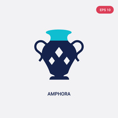 two color amphora vector icon from greece concept. isolated blue amphora vector sign symbol can be use for web, mobile and logo. eps 10