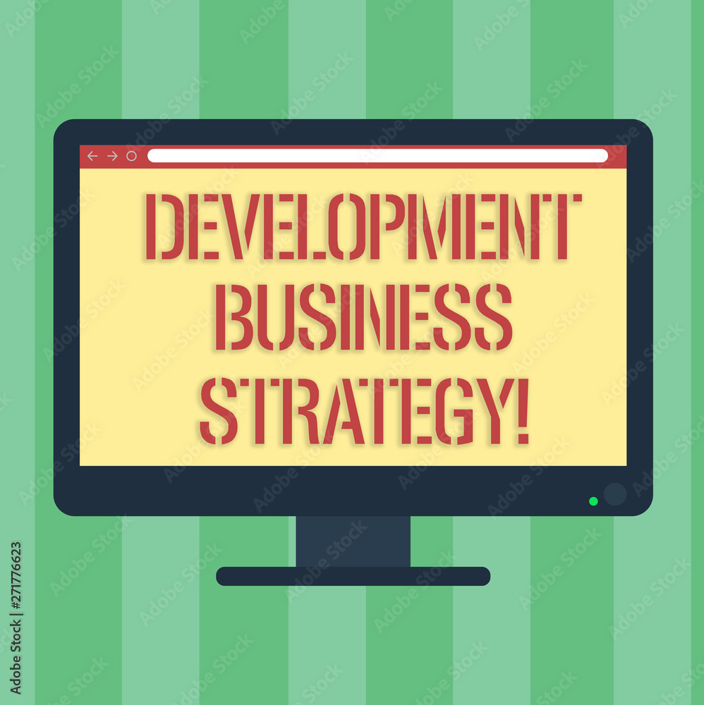 Aufkleber handwriting text development business strategy. concept meaning longterm business planning strategic
