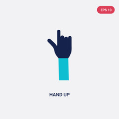 two color hand up vector icon from gestures concept. isolated blue hand up vector sign symbol can be use for web, mobile and logo. eps 10