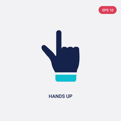 two color hands up vector icon from gestures concept. isolated blue hands up vector sign symbol can be use for web, mobile and logo. eps 10