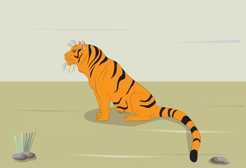 Fototapeta na wymiar vector illustration of a tiger that is on nature