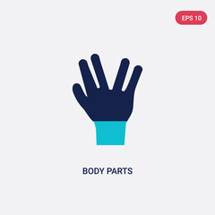 two color body parts vector icon from gestures concept. isolated blue body parts vector sign symbol can be use for web, mobile and logo. eps 10