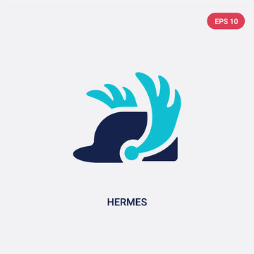 two color hermes vector icon from greece concept. isolated blue hermes vector sign symbol can be use for web, mobile and logo. eps 10