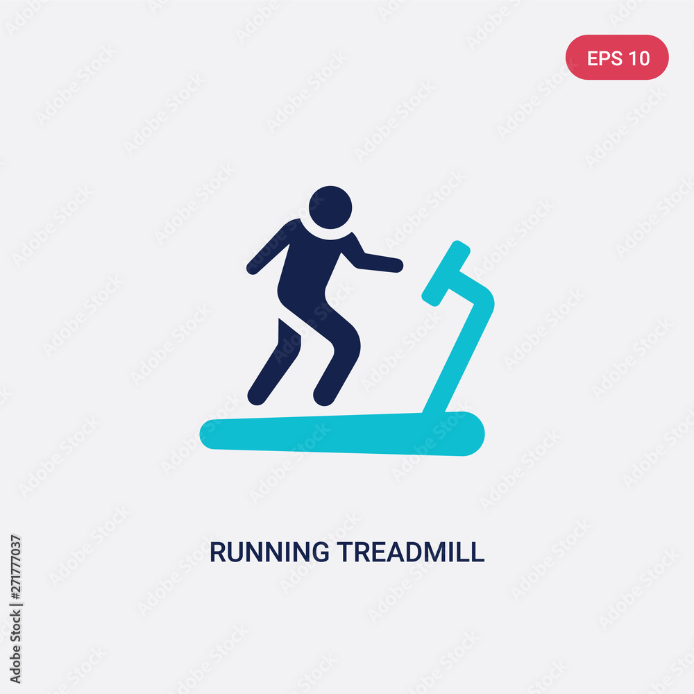 Poster two color running treadmill vector icon from gym and fitness concept. isolated blue running treadmil