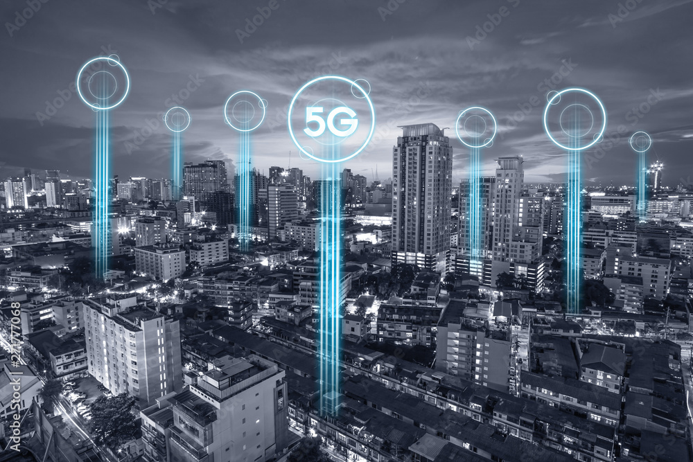 Poster 5g communication network connection for internet concept or technology concept. internet of things