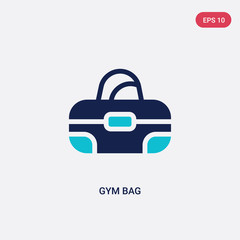 two color gym bag vector icon from gym and fitness concept. isolated blue gym bag vector sign symbol can be use for web, mobile and logo. eps 10