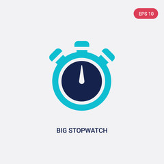 two color big stopwatch vector icon from gym and fitness concept. isolated blue big stopwatch vector sign symbol can be use for web, mobile and logo. eps 10